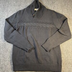 1901 Single Button Heavy Knit Black Pullover Sweater Men's‎ XL